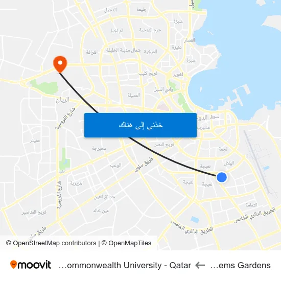 Al Reems Gardens to Virginia Commonwealth University - Qatar map