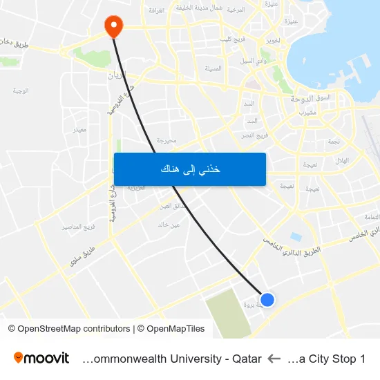 Barwa City Stop 1 to Virginia Commonwealth University - Qatar map