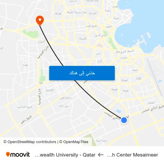 Workers Health Center Mesaimeer to Virginia Commonwealth University - Qatar map