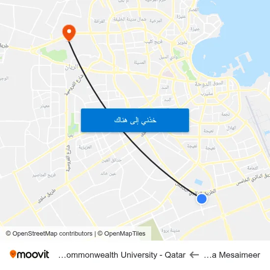 Barwa Mesaimeer to Virginia Commonwealth University - Qatar map
