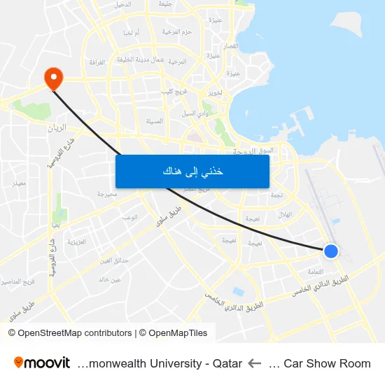 Al Emadi Car Show Room to Virginia Commonwealth University - Qatar map