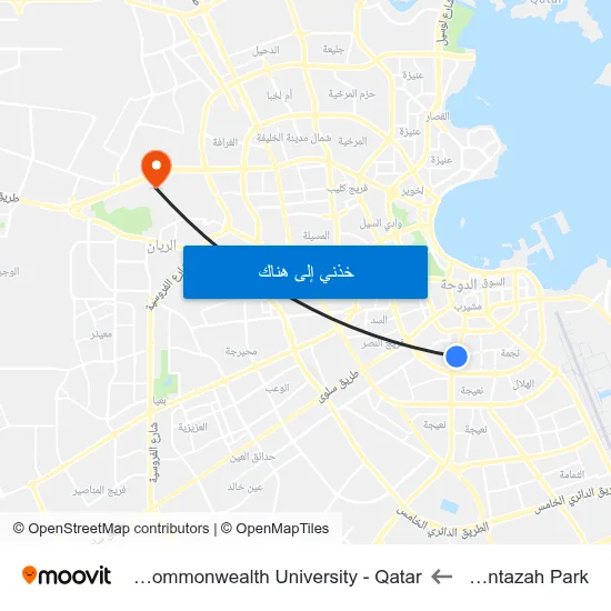 Al Muntazah Park to Virginia Commonwealth University - Qatar map