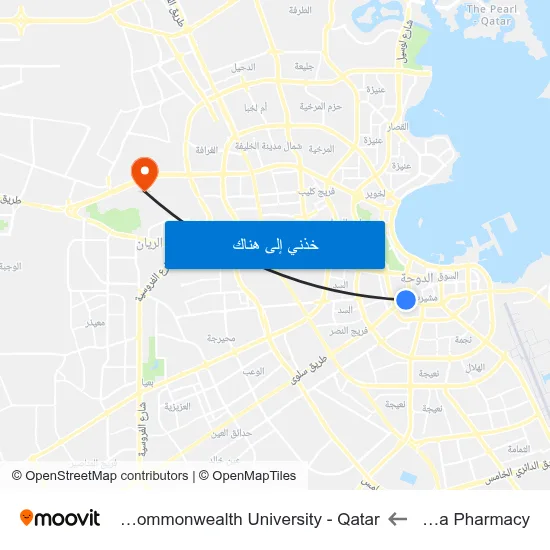 Aldana Pharmacy to Virginia Commonwealth University - Qatar map