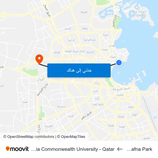 Al Dafna Park to Virginia Commonwealth University - Qatar map