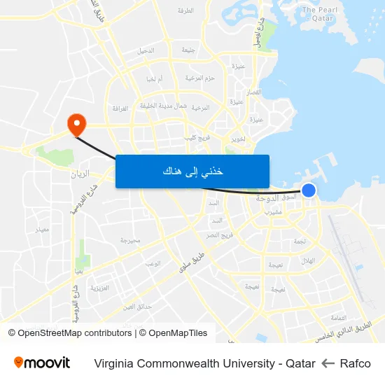Rafco to Virginia Commonwealth University - Qatar map