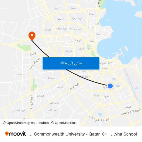 Al Fayha School to Virginia Commonwealth University - Qatar map