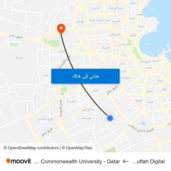 Al Muftah Digital to Virginia Commonwealth University - Qatar map