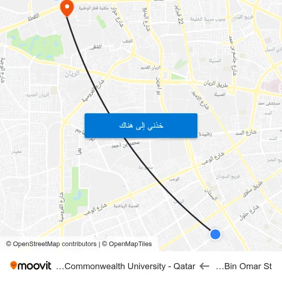 Hafs Bin Omar St to Virginia Commonwealth University - Qatar map