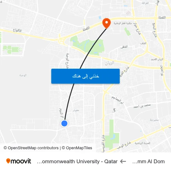 Qnb Umm Al Dom to Virginia Commonwealth University - Qatar map