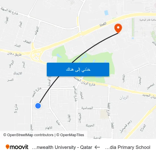 Halima Alsa Adia Primary School to Virginia Commonwealth University - Qatar map
