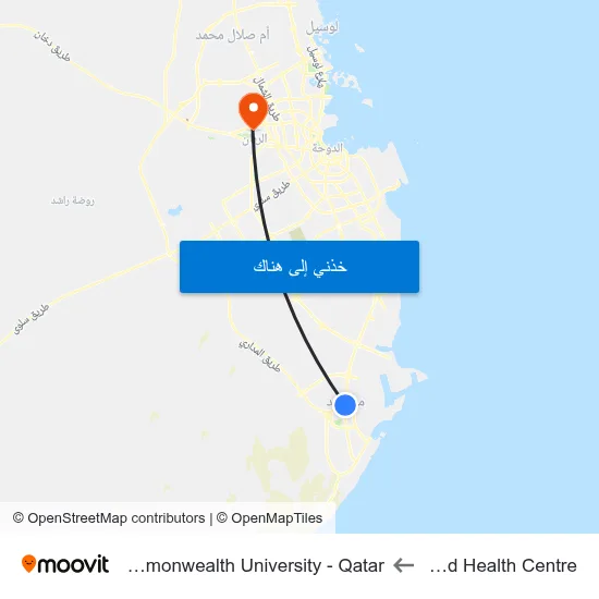 Mesaieed Health Centre to Virginia Commonwealth University - Qatar map
