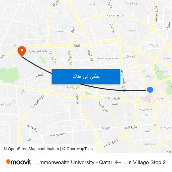 Athletes Village Stop 2 to Virginia Commonwealth University - Qatar map