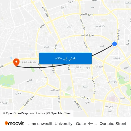 Before Qurtuba Street to Virginia Commonwealth University - Qatar map