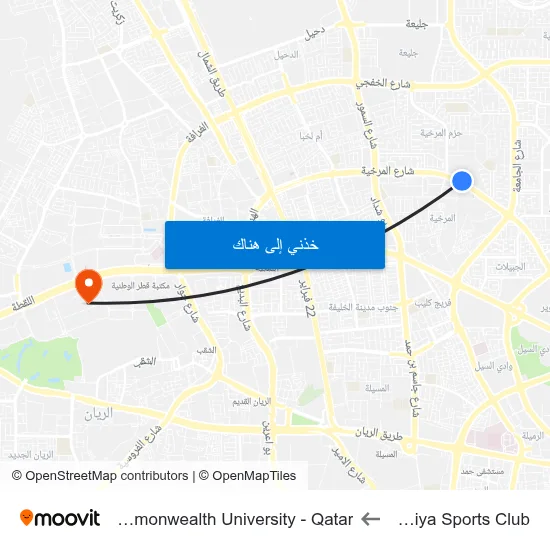 Al Markhiya Sports Club to Virginia Commonwealth University - Qatar map