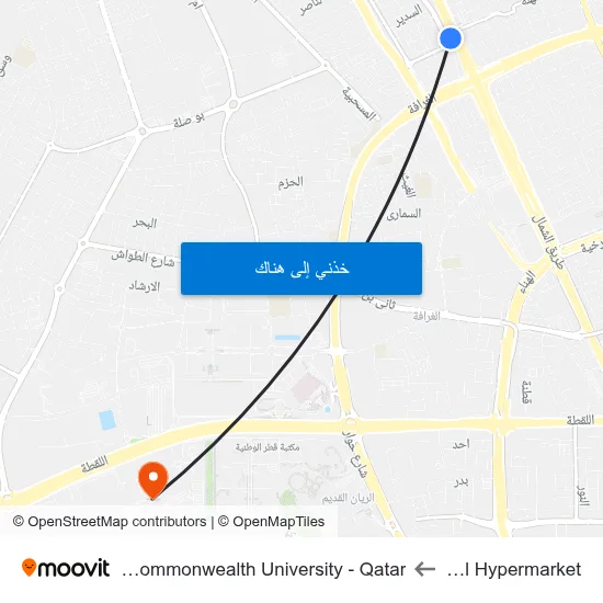 Duhail Hypermarket to Virginia Commonwealth University - Qatar map