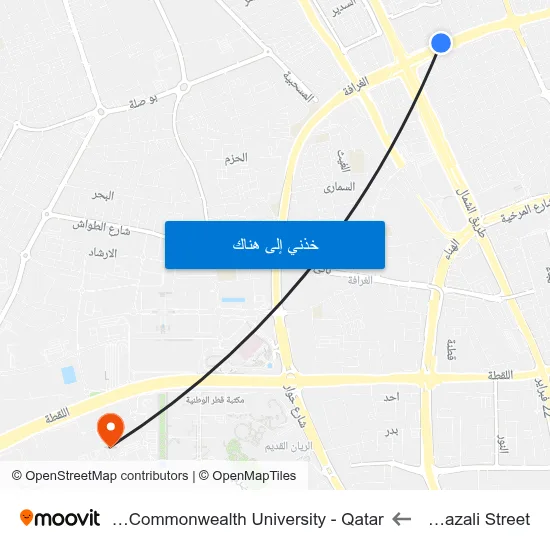 Al Ghazali Street to Virginia Commonwealth University - Qatar map