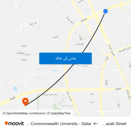 Al Ghazali Street to Virginia Commonwealth University - Qatar map