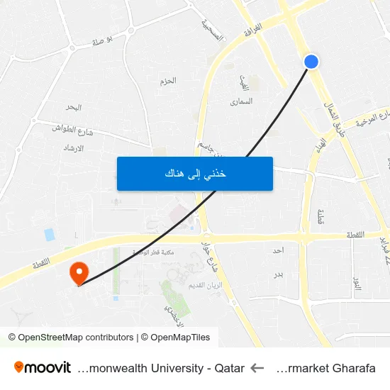 Lulu Hypermarket Gharafa to Virginia Commonwealth University - Qatar map