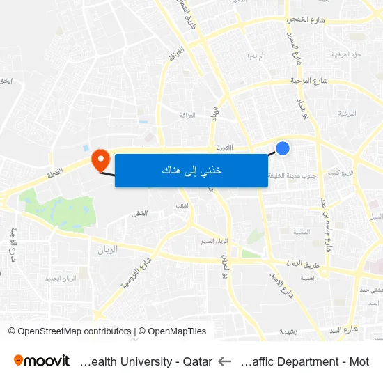 Madinat Khalifa Traffic Department - Mot to Virginia Commonwealth University - Qatar map