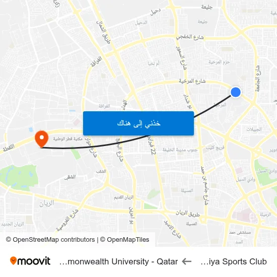 Al Markhiya Sports Club to Virginia Commonwealth University - Qatar map