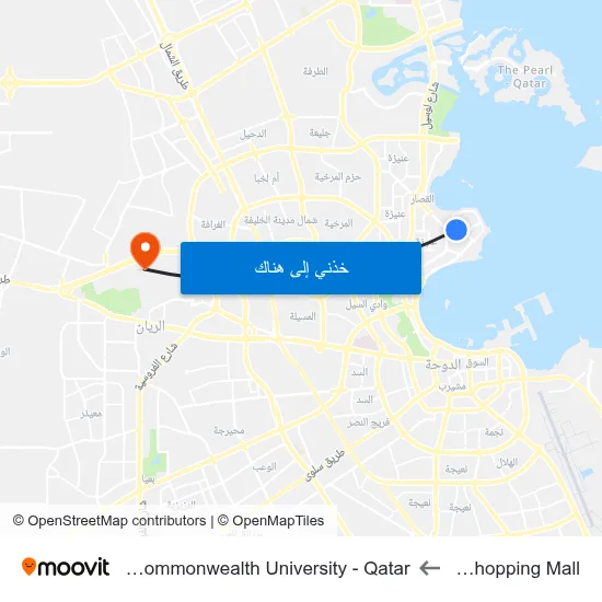 Ccd Shopping Mall to Virginia Commonwealth University - Qatar map