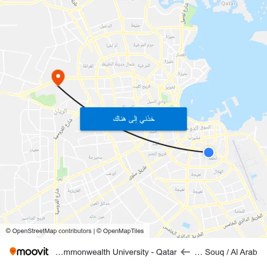 Najma Souq / Al Arab to Virginia Commonwealth University - Qatar map