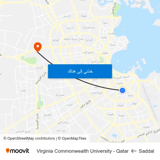 Saddal to Virginia Commonwealth University - Qatar map