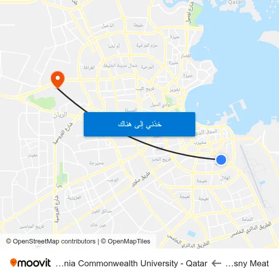 Hosny Meat to Virginia Commonwealth University - Qatar map