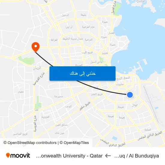 Najma Souq / Al Bunduqiya to Virginia Commonwealth University - Qatar map