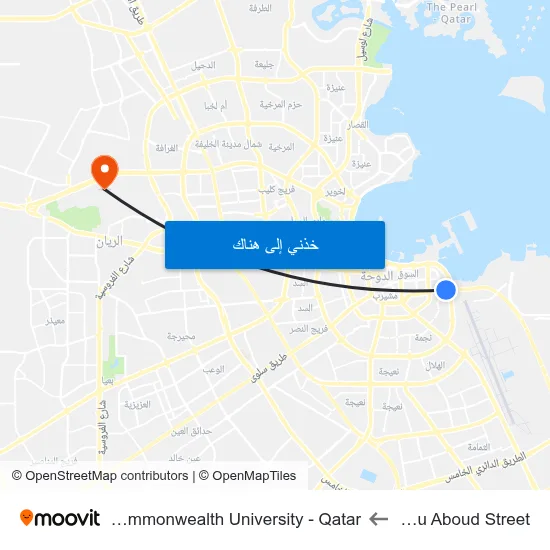 Rus Abu Aboud Street to Virginia Commonwealth University - Qatar map