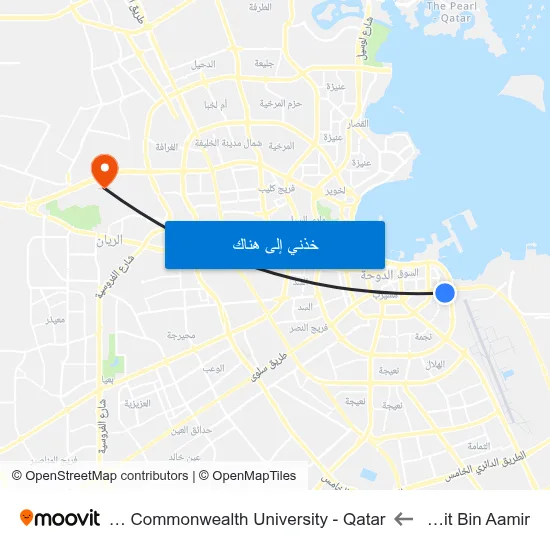 Thabit Bin Aamir to Virginia Commonwealth University - Qatar map