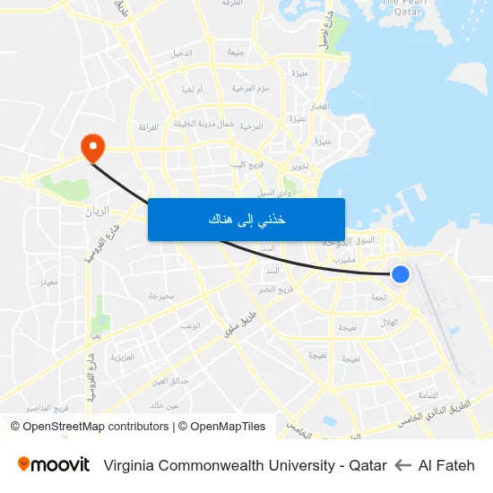 Al Fateh to Virginia Commonwealth University - Qatar map