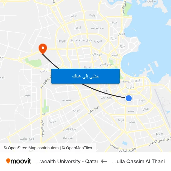 Ghanim Ali Abdulla Qassim Al Thani to Virginia Commonwealth University - Qatar map