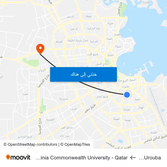 Al Urouba to Virginia Commonwealth University - Qatar map