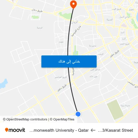 Street 33/Kasarat Street to Virginia Commonwealth University - Qatar map