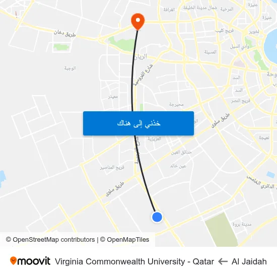 Al Jaidah to Virginia Commonwealth University - Qatar map