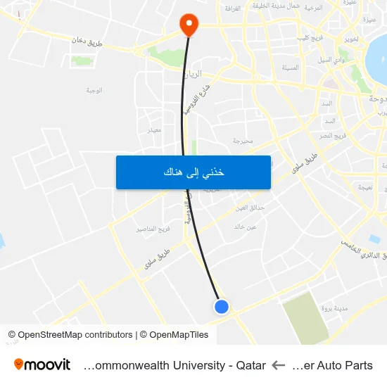 Al Aser Auto Parts to Virginia Commonwealth University - Qatar map
