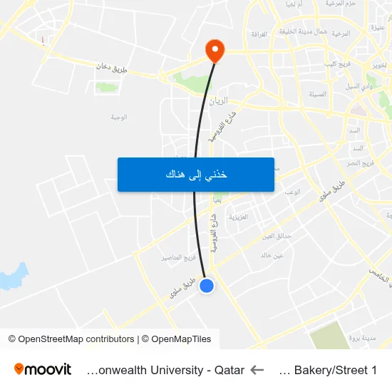 Al Khayam Bakery/Street 1 to Virginia Commonwealth University - Qatar map
