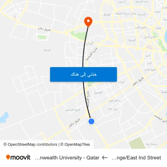 Nbk Interchange/East Ind Street to Virginia Commonwealth University - Qatar map