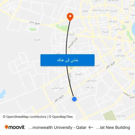 Mowasalat New Building to Virginia Commonwealth University - Qatar map