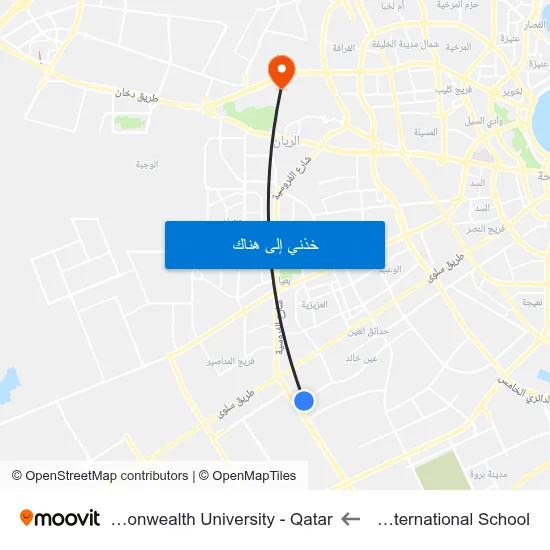 Philippine International School to Virginia Commonwealth University - Qatar map