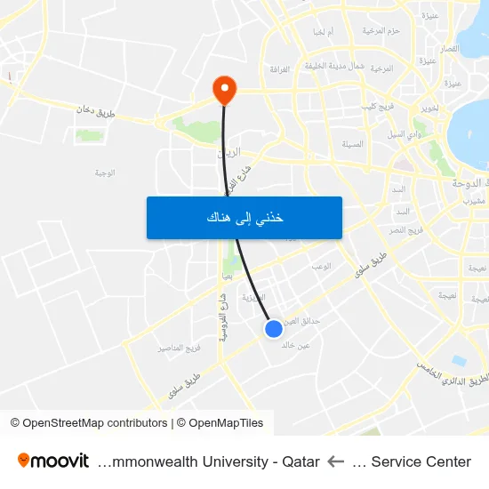 Crystal Service Center to Virginia Commonwealth University - Qatar map
