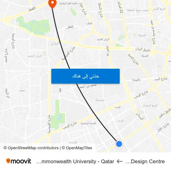 Qatar Design Centre to Virginia Commonwealth University - Qatar map