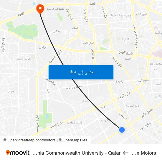 Elite Motors to Virginia Commonwealth University - Qatar map
