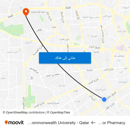 Al Noor Pharmacy to Virginia Commonwealth University - Qatar map