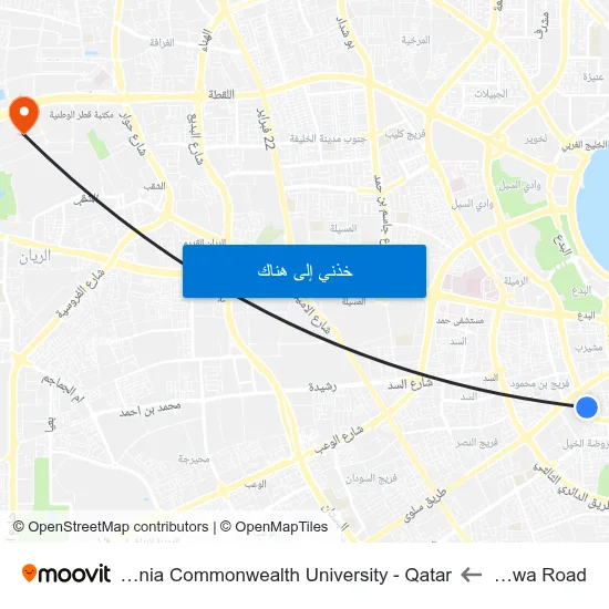 Salwa Road to Virginia Commonwealth University - Qatar map
