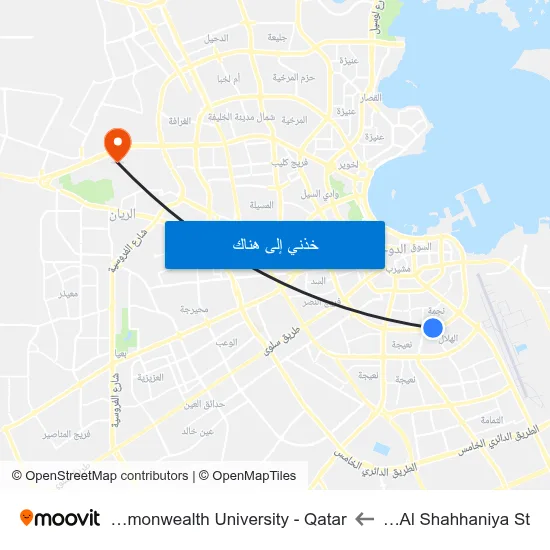 C-Ring / Al Shahhaniya St to Virginia Commonwealth University - Qatar map