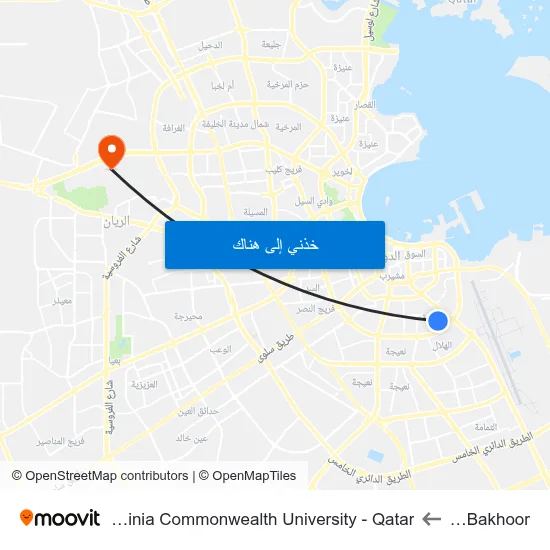 Al Bakhoor to Virginia Commonwealth University - Qatar map