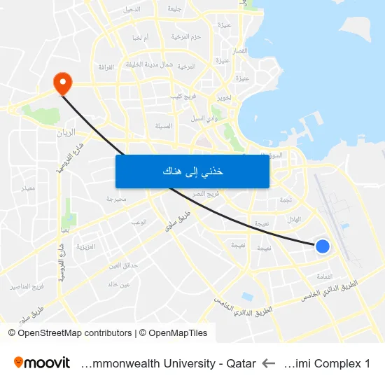 Al Nuaimi Complex 1 to Virginia Commonwealth University - Qatar map