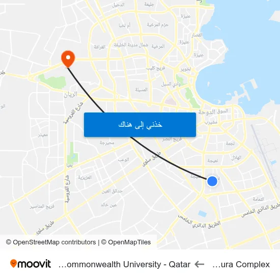Mamoura Complex to Virginia Commonwealth University - Qatar map